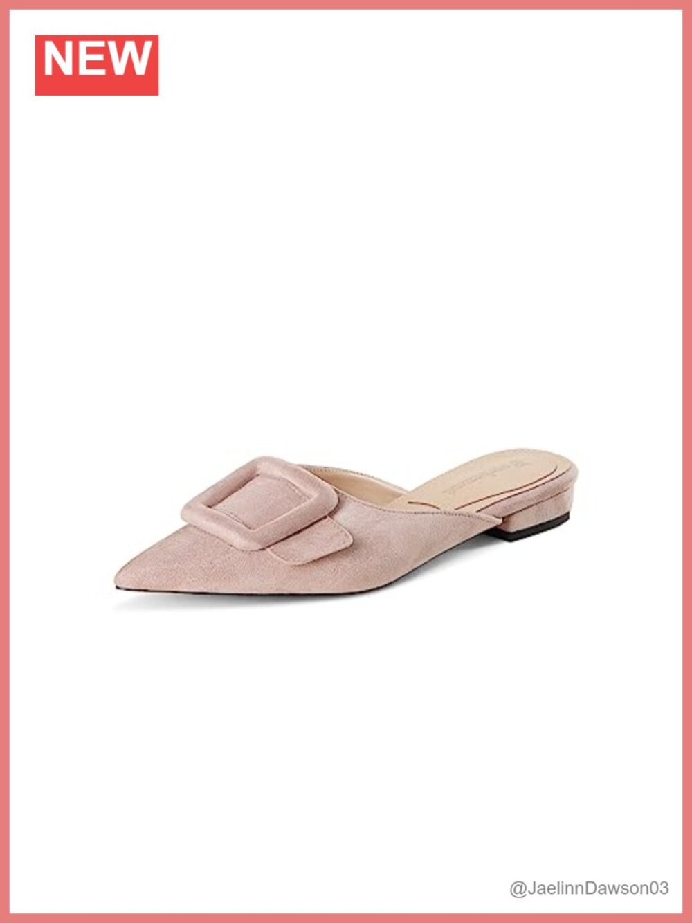 Faux Suede Mule Slippers for Women Slingback Buckle Pointed Toe Slip On Flats